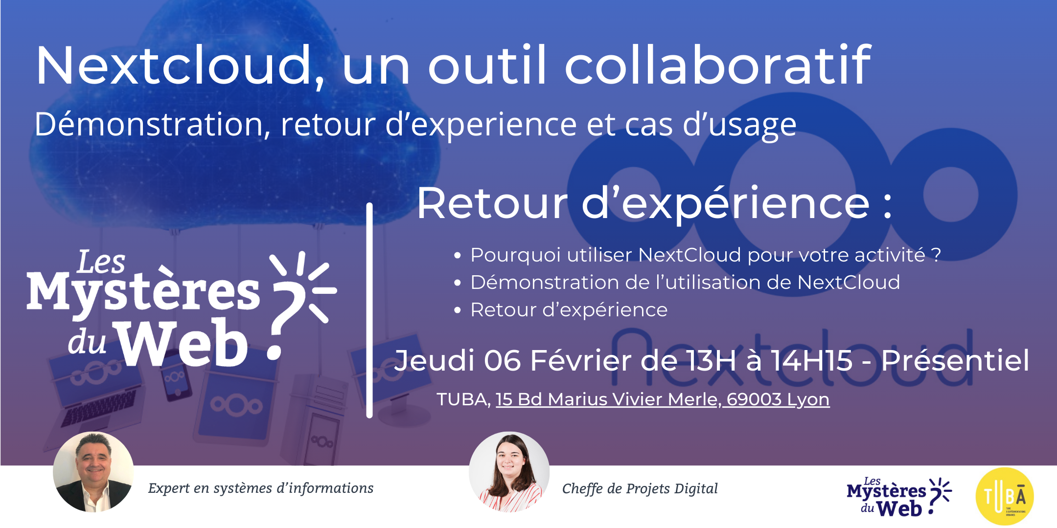 LMDW Visuel Open Cafe Tuba du jeudi 06 fevrier 2025 Demonstration et retour experience NextCloud